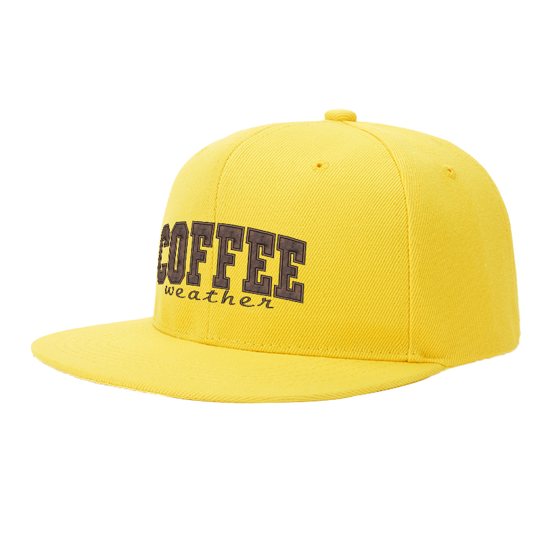 Flat Brim Baseball Cap Coffee Weather Print Streetwear Underground Skate Style for Basketball Court Skate Park Urban Lifestyle Skaters Rappers Streetwear Enthusiasts
