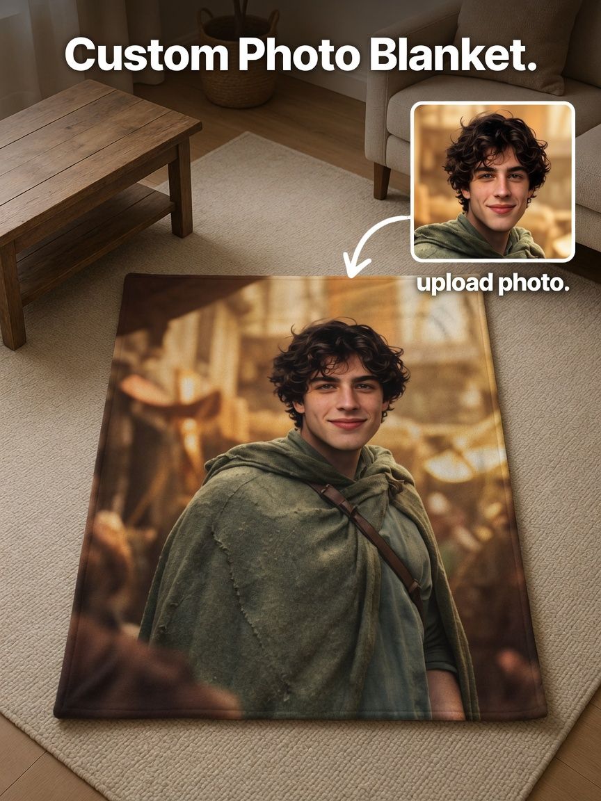 Custom Photo Face Blanket Personalized Flannel Throw Blanket with Vivid Portrait Print, Ideal Soft Keepsake Gift