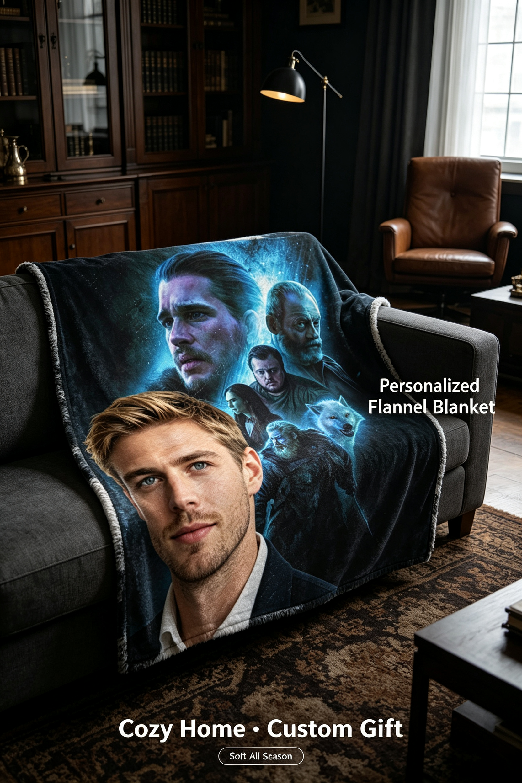 Custom Face Blanket Featuring Game of Thrones Characters Flannel Blanket Perfect for Couch or Bed Cozy Gift Idea for Fans and Collectors