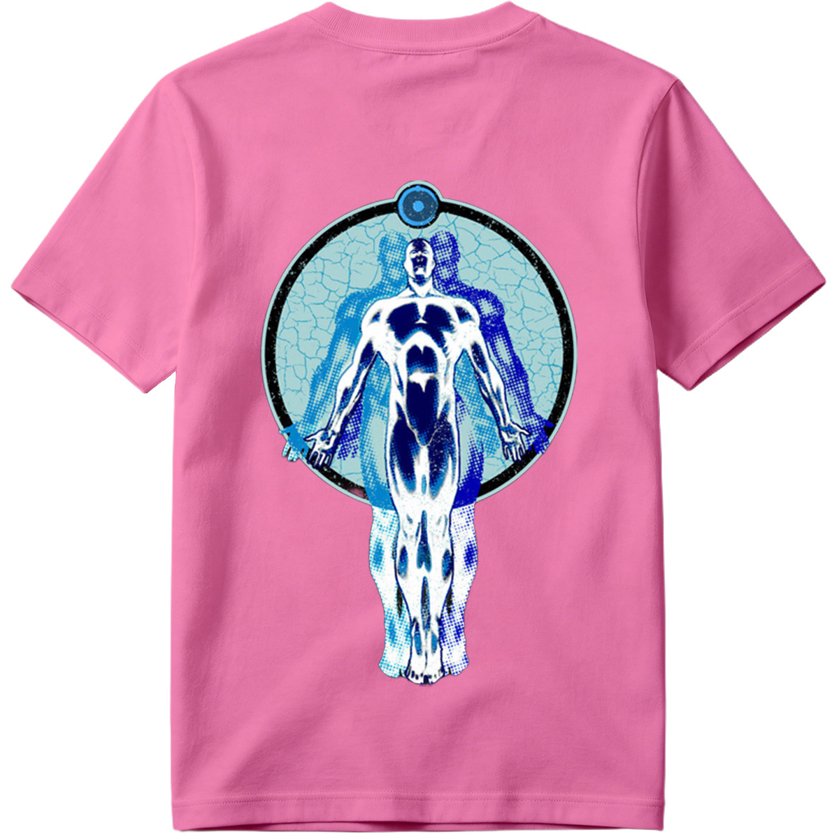 Blue Human Figure in Circular Frame - Tee