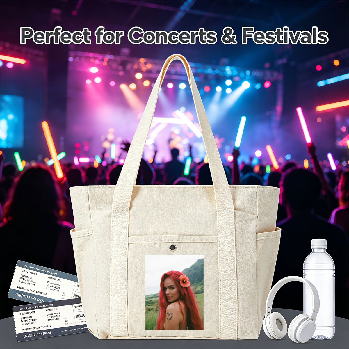 Bella Thorne in Nature with Red Hair and Flower in Hair - Multi-pocket bags