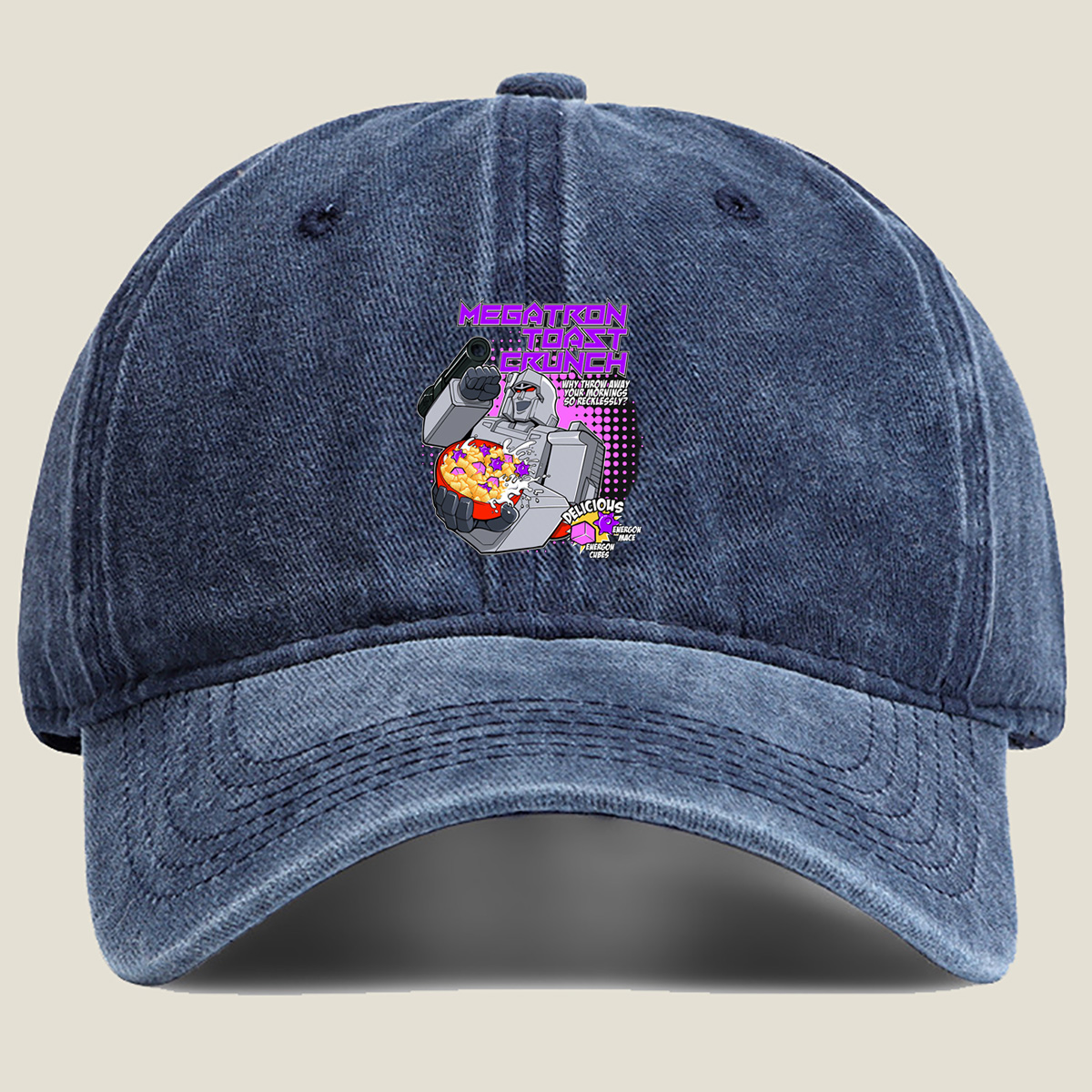 Megatron Toast Crunch - Transformers Cereal Parody - Washed Denim - Baseball Cap