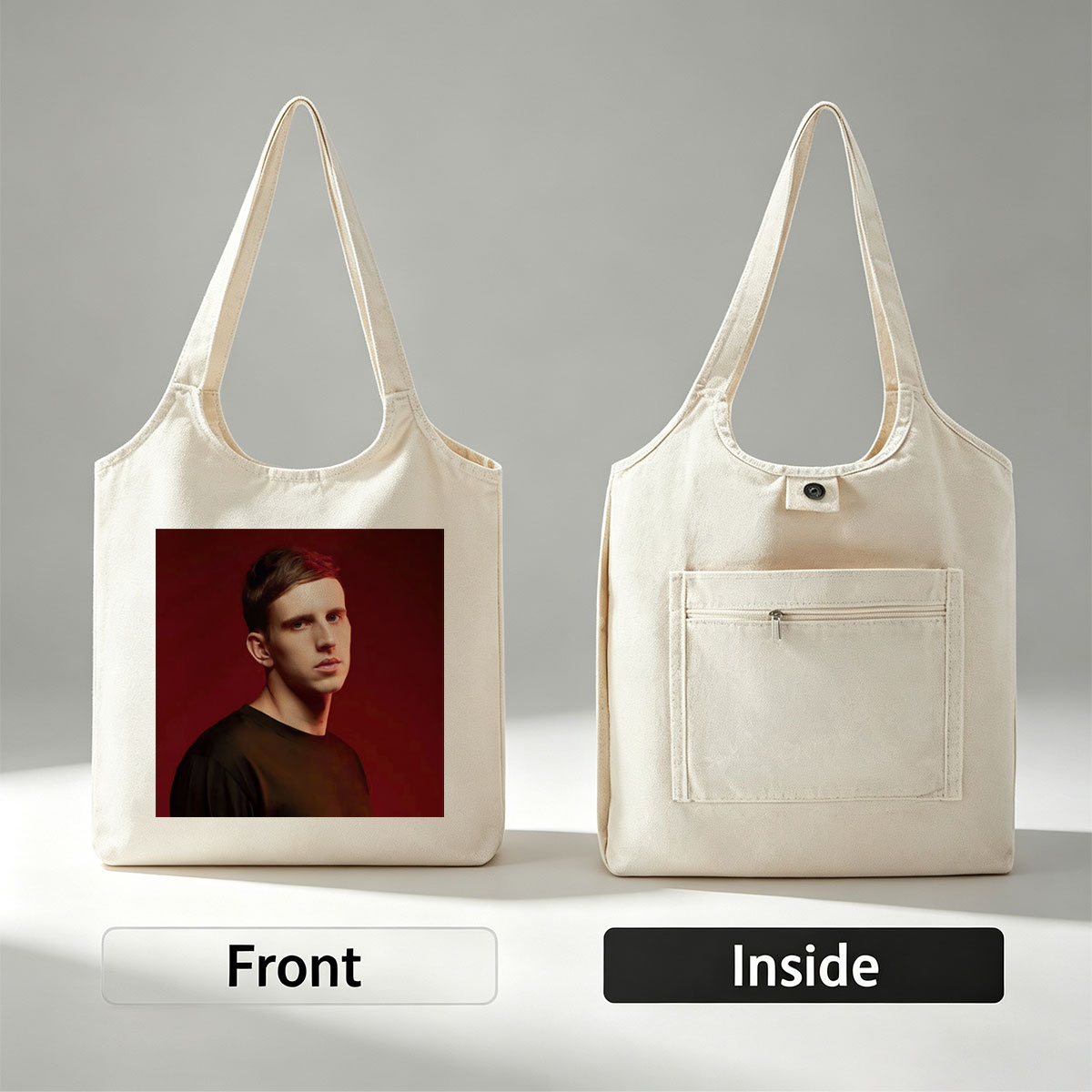 Martin Garrix in Studio Portrait Against Red Background - Canvas shoulder bags/
