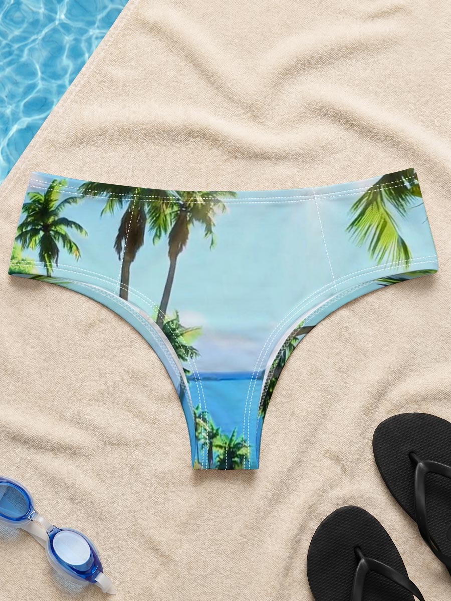 Tropical Paradise with Palm Trees and Crystal Clear Waters -  Men's swim trunks