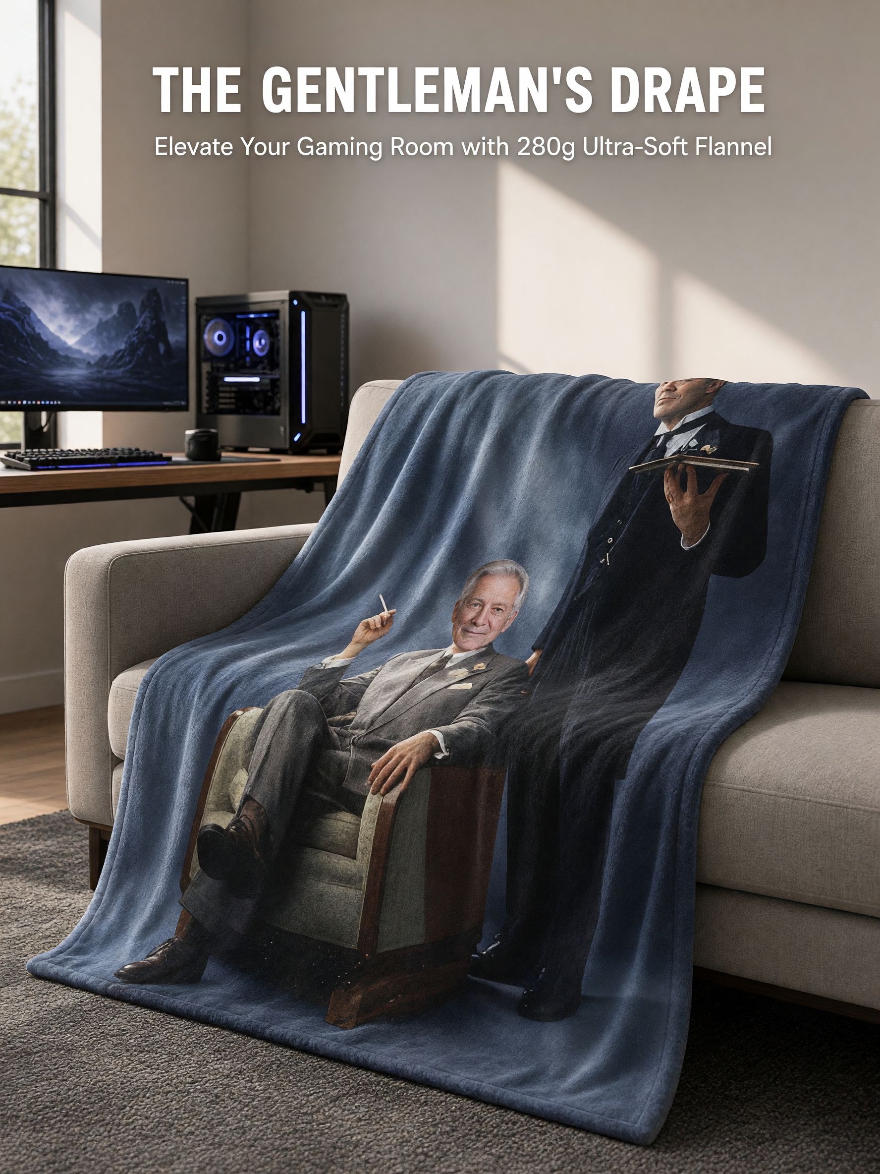 Custom Face Blanket Personalized Photo Portrait Ultra Soft Flannel Fleece Throw Cozy Gift