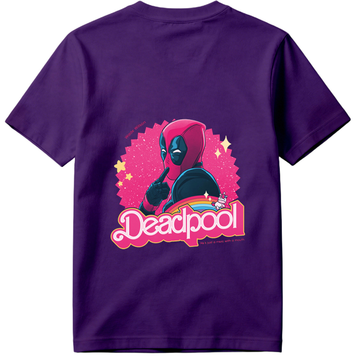 Deadpool: Wade Wilson with a Unicorn and Rainbow - Tee