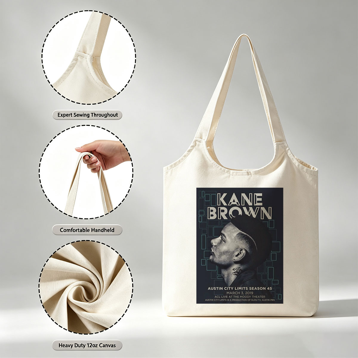 Kane Brown Live Performance at Austin City Limits Season 45 Poster - Canvas shoulder bags/