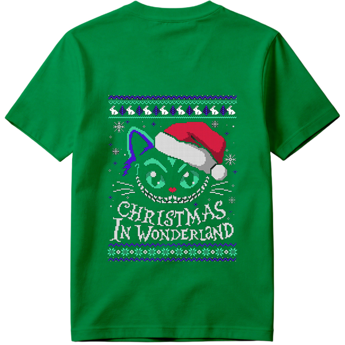 Christmas in Wonderland: Cheshire Cat Ugly Sweater Design - Tee