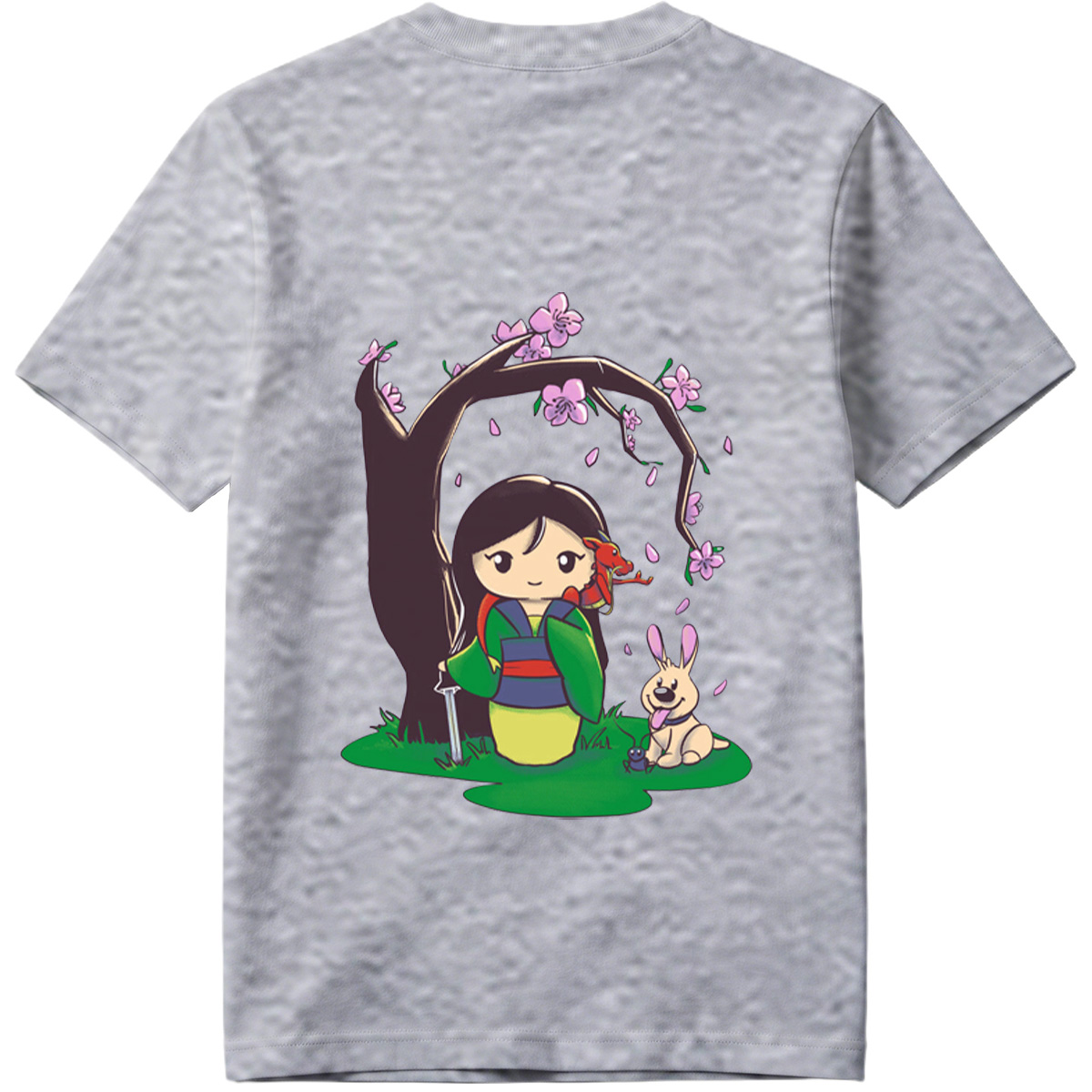 Mulan with Mushu and Cri-Kee Under Cherry Blossom Tree - Tee