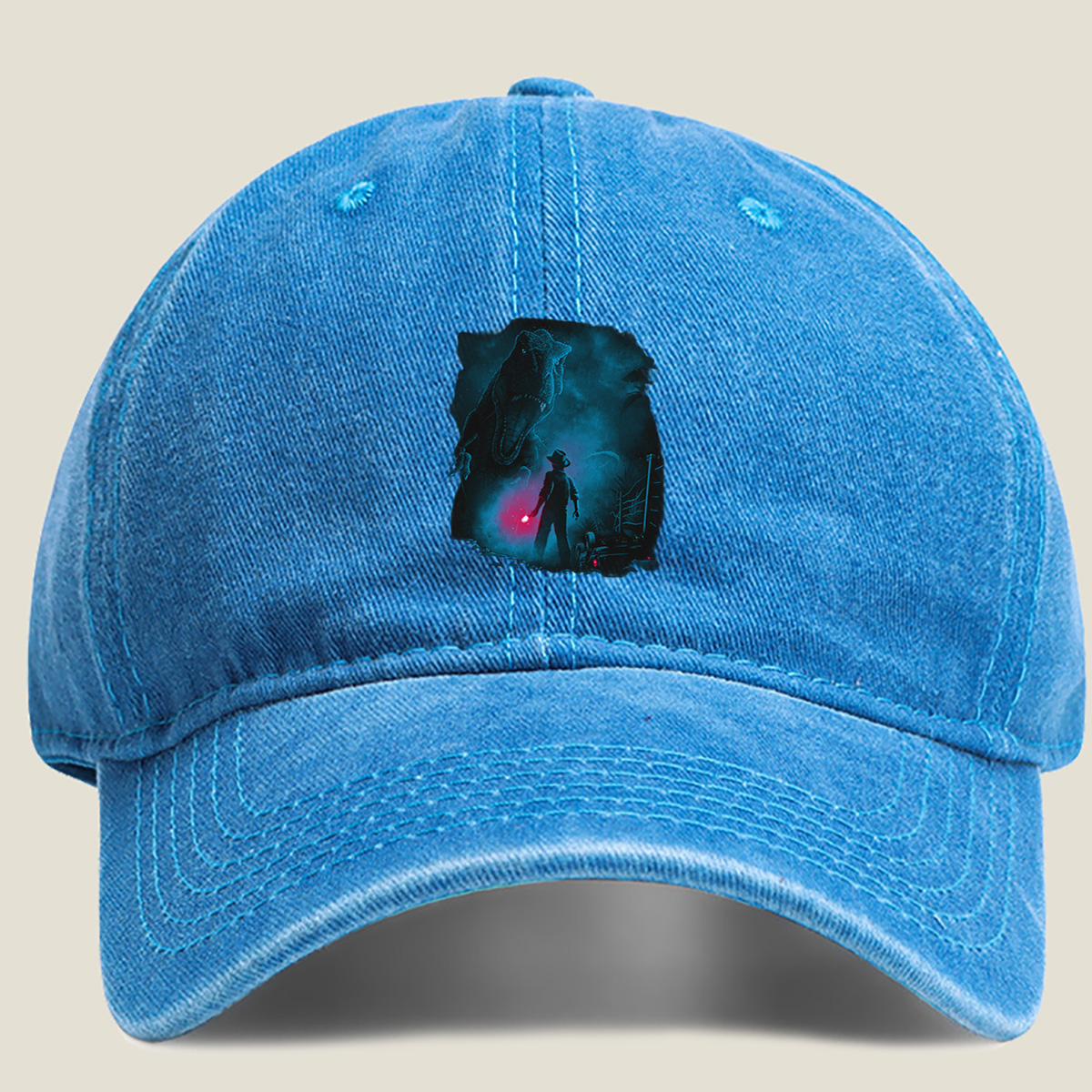Jurassic Park: Indominus Rex and Owen Grady - Washed Denim - Baseball Cap