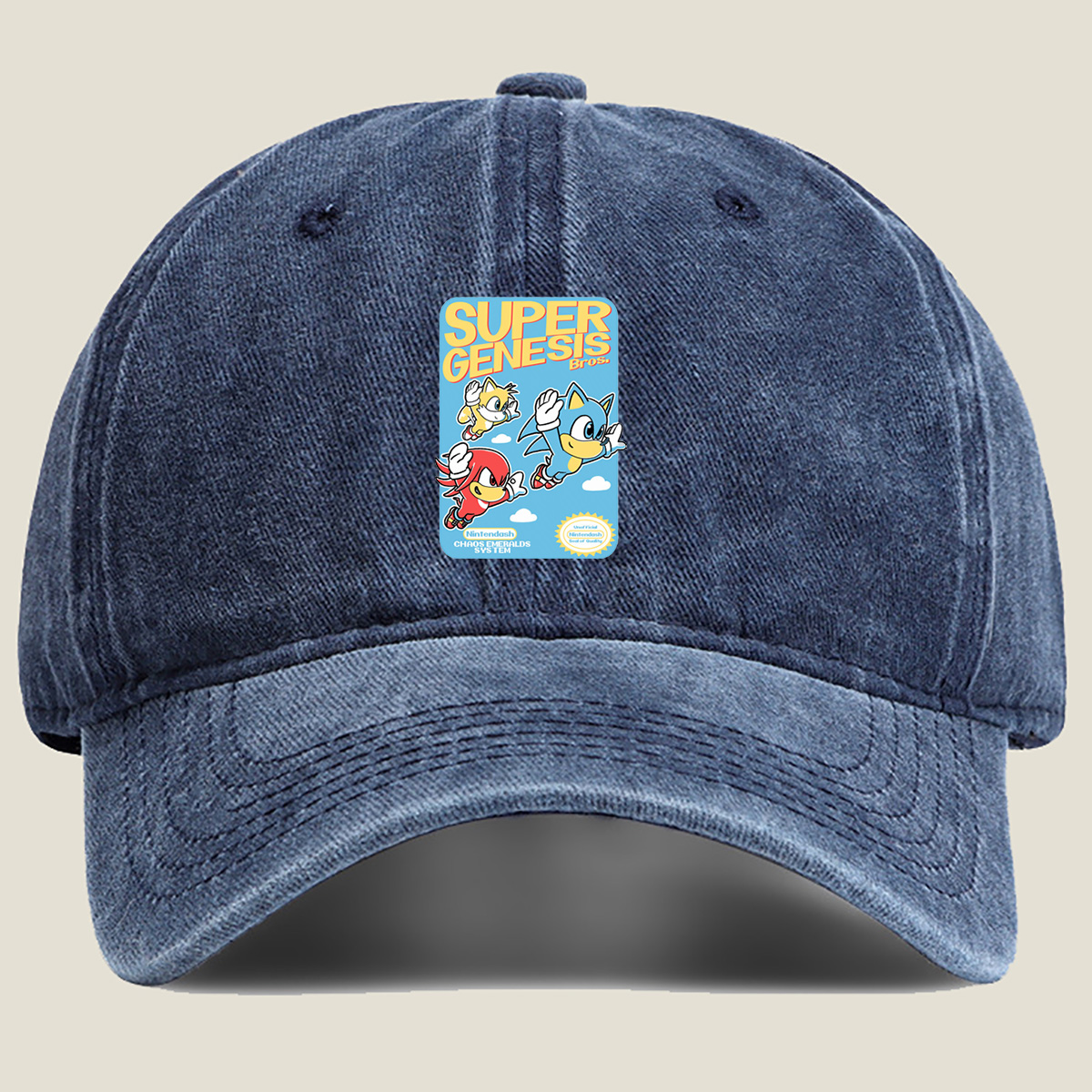 Super Genesis Bros. - Sonic, Tails, and Knuckles - Washed Denim - Baseball Cap