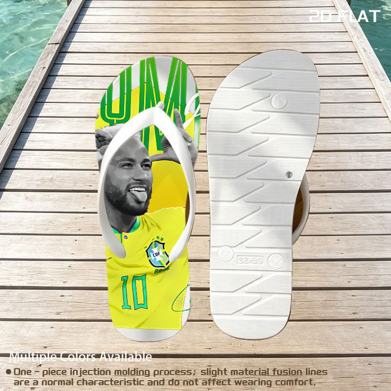 Neymar Junior - Brazil National Football Team Player, Wearing No. 10 Jersey -  flip-flops