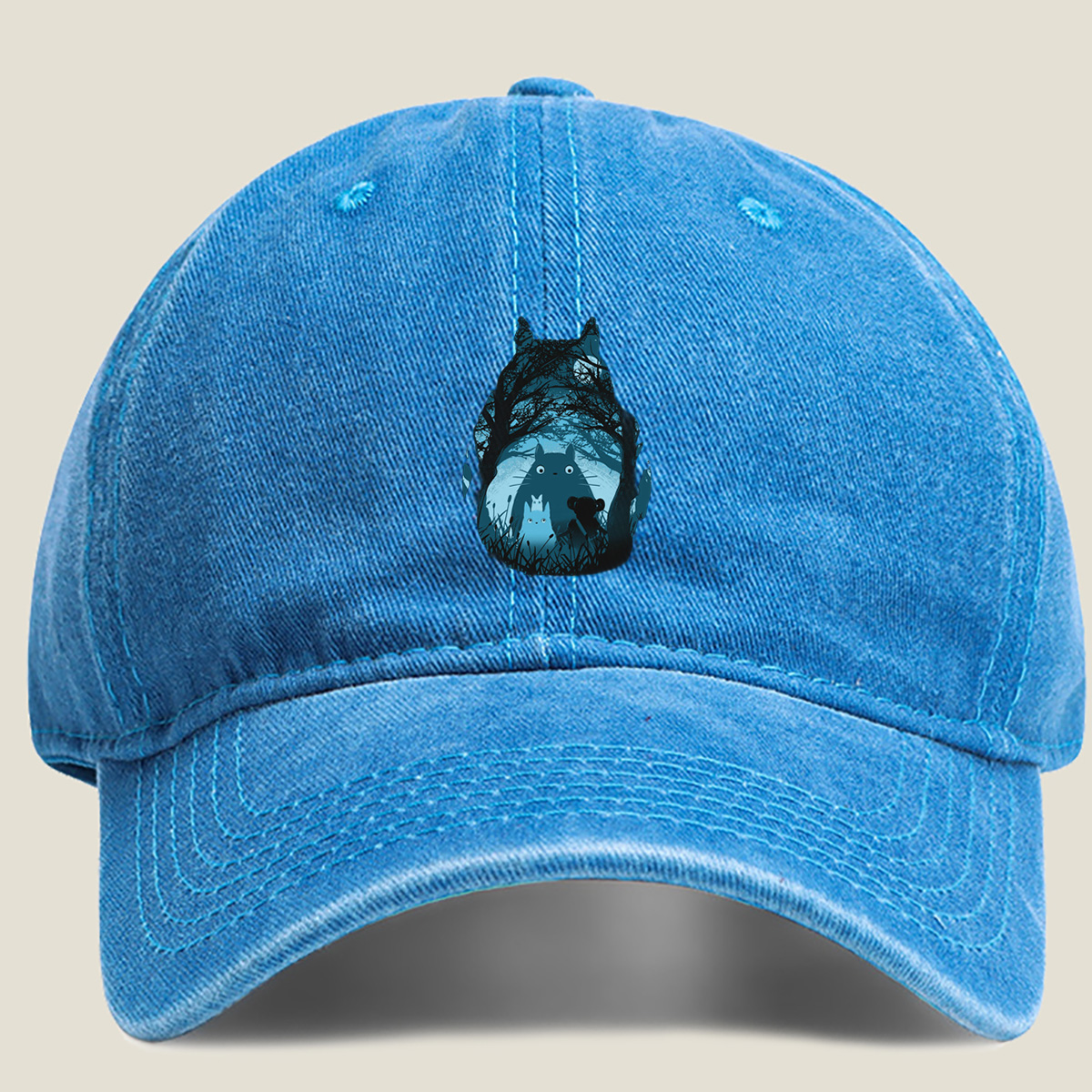 Totoro and Friends in the Moonlit Forest - Washed Denim - Baseball Cap