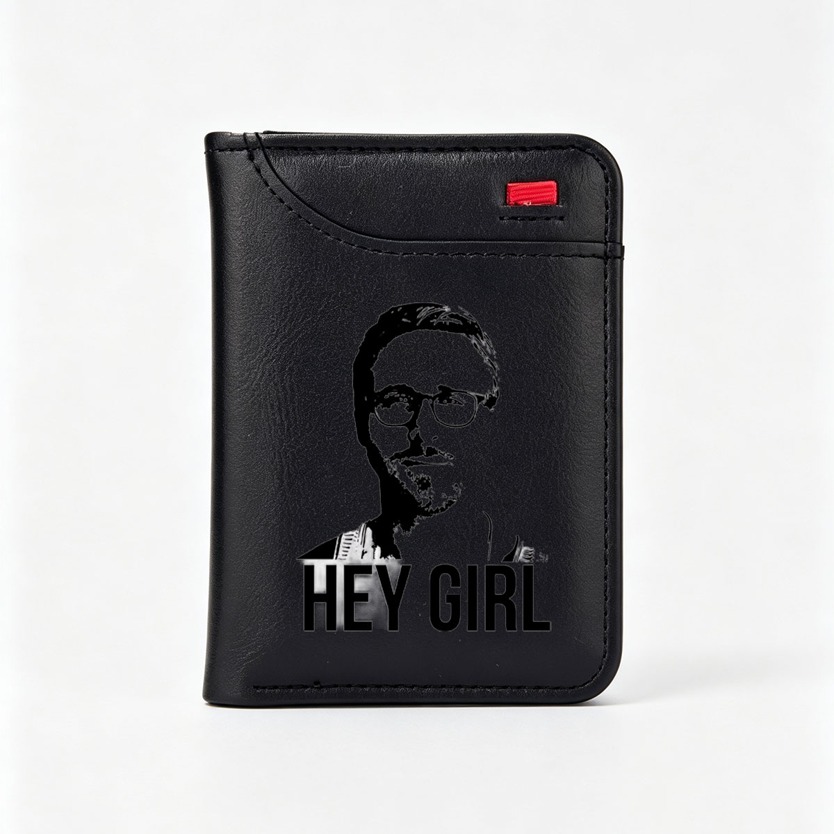 Hey Girl - Silhouette Portrait of a Man with Sunglasses - Vertical Style Wallet