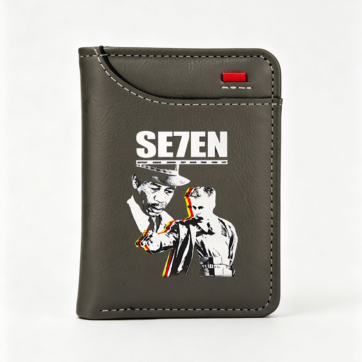 SE7EN: Morgan Freeman & Brad Pitt in Crime Thriller - Vertical Style Wallet