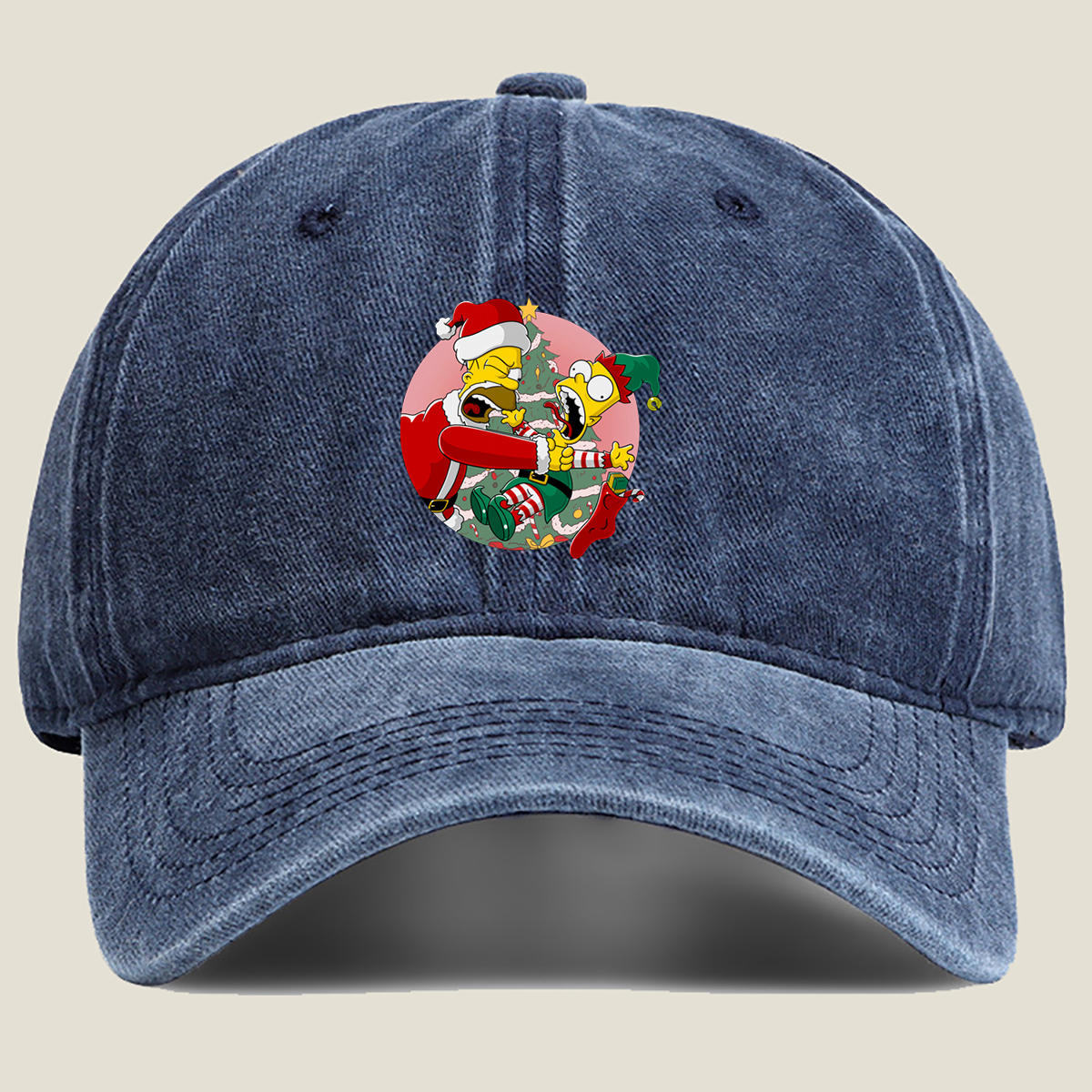 Simpsons Christmas Chaos: Homer and Bart in Holiday Hijinks - Washed Denim - Baseball Cap