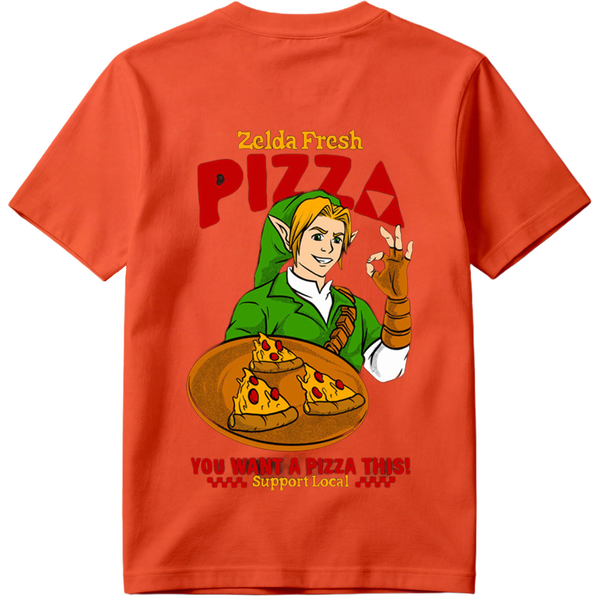 Zelda Fresh Pizza: Link Serves Pizza with a Smile - Tee
