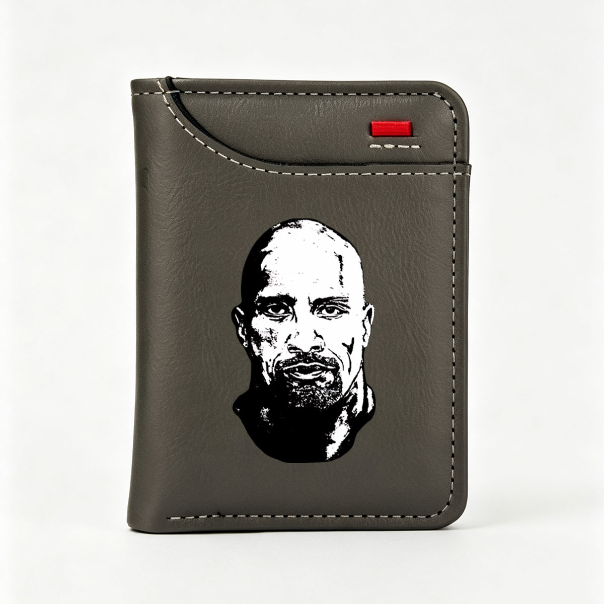 Bald Man with Bearded Face in High-Contrast Black and White Portrait - Vertical Style Wallet