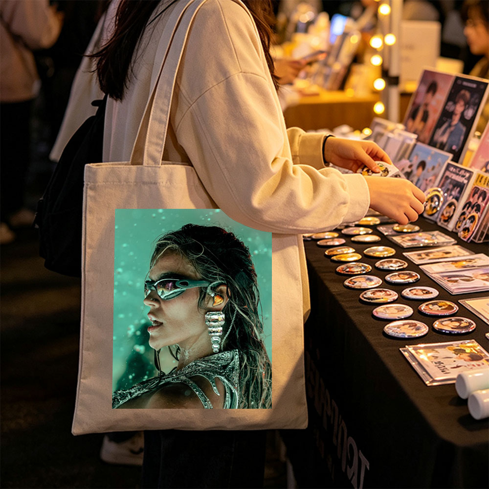 Beyonce in Futuristic Fashion – Stunning Portrait with Reflective Goggles and Crystal Earrings - Canvas tote bags