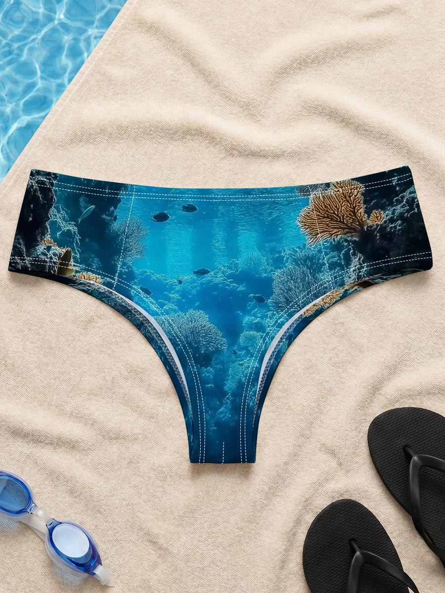 Underwater Coral Cave with Sunlight and Fish -  Men's swim trunks