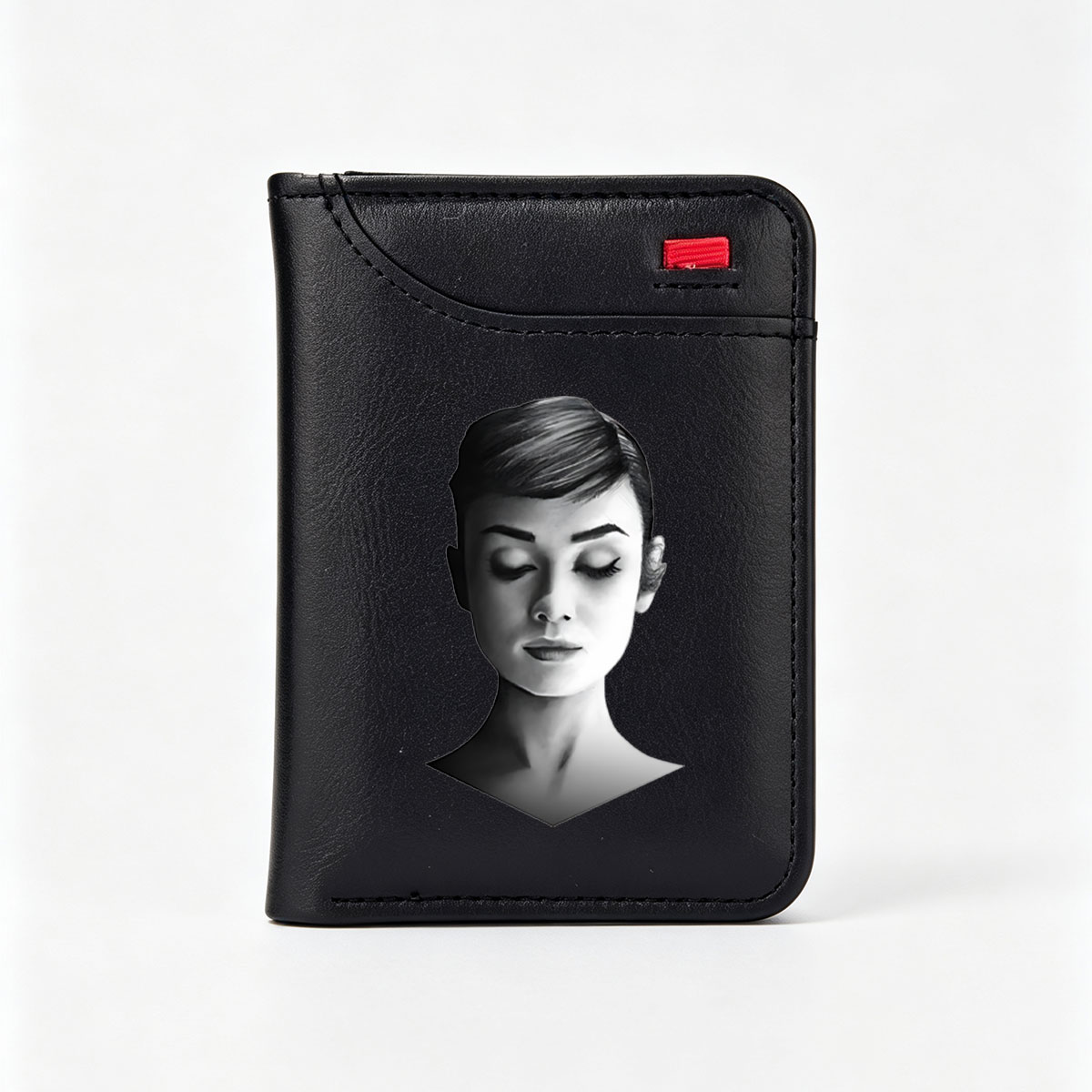 Audrey Hepburn Portrait in Black and White - Vertical Style Wallet