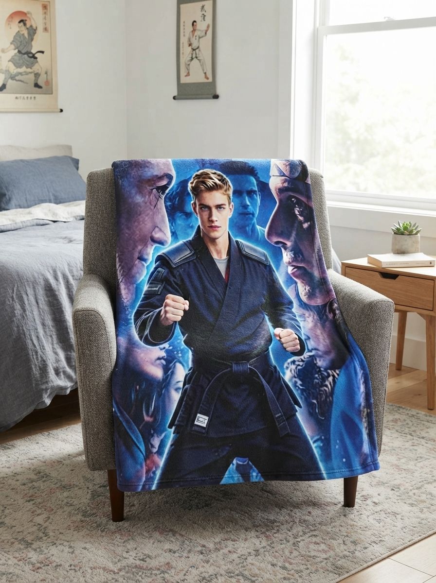 Custom Photo Martial Arts Flannel Blanket Personalized Face Fleece Throw Warm Anti-Pilling Cover for Bed Sofa Unique