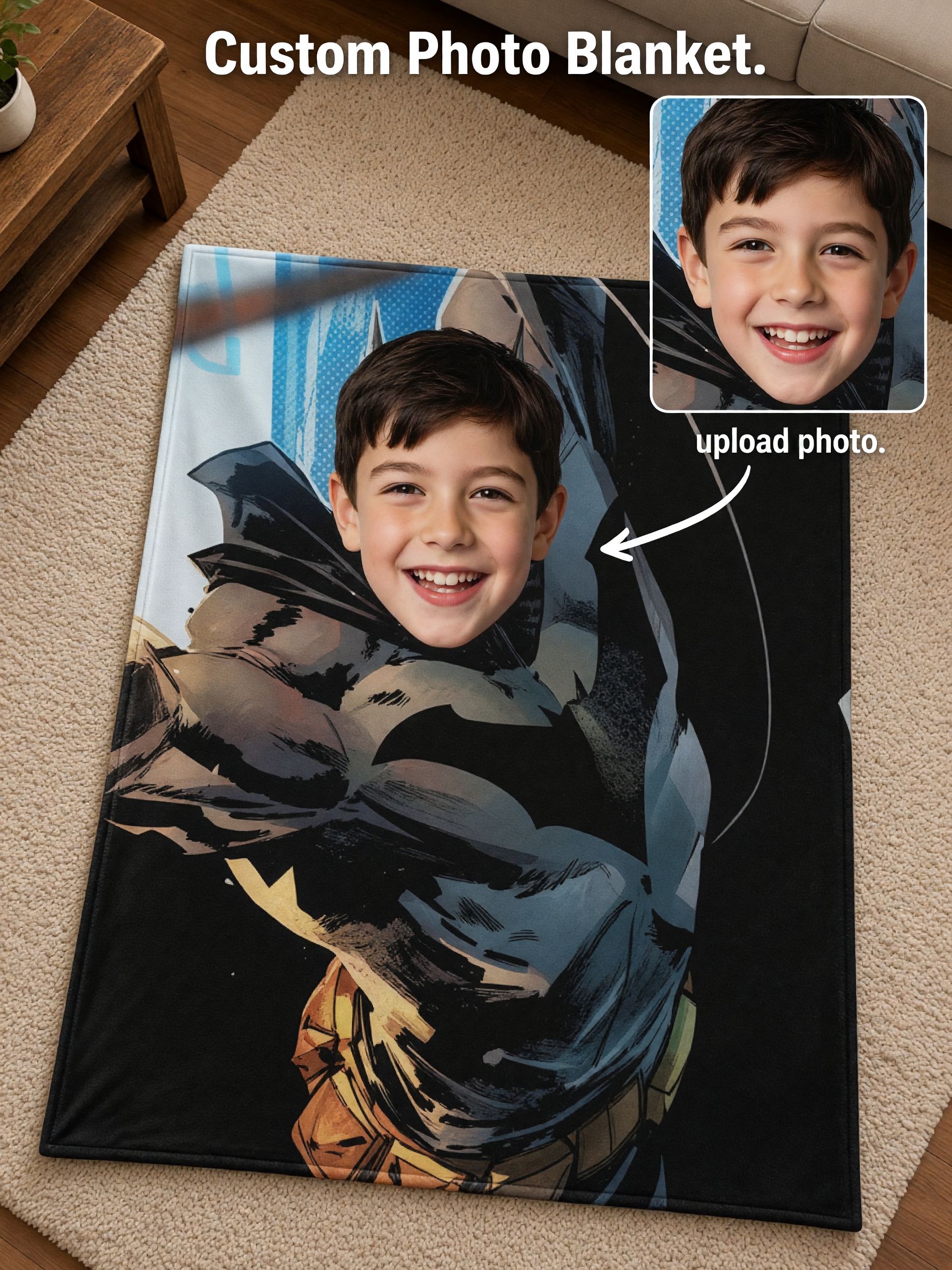 Custom Photo Face Blanket Personalized Flannel Fleece Throw Lightweight Anti Pilling Cozy Bed Couch Keepsake Gift