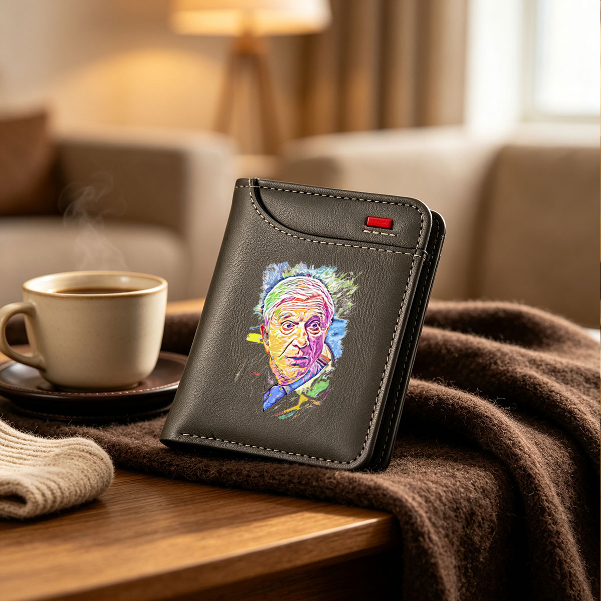 Colorful Portrait of an Elderly Man in a Suit and Tie - Vertical Style Wallet