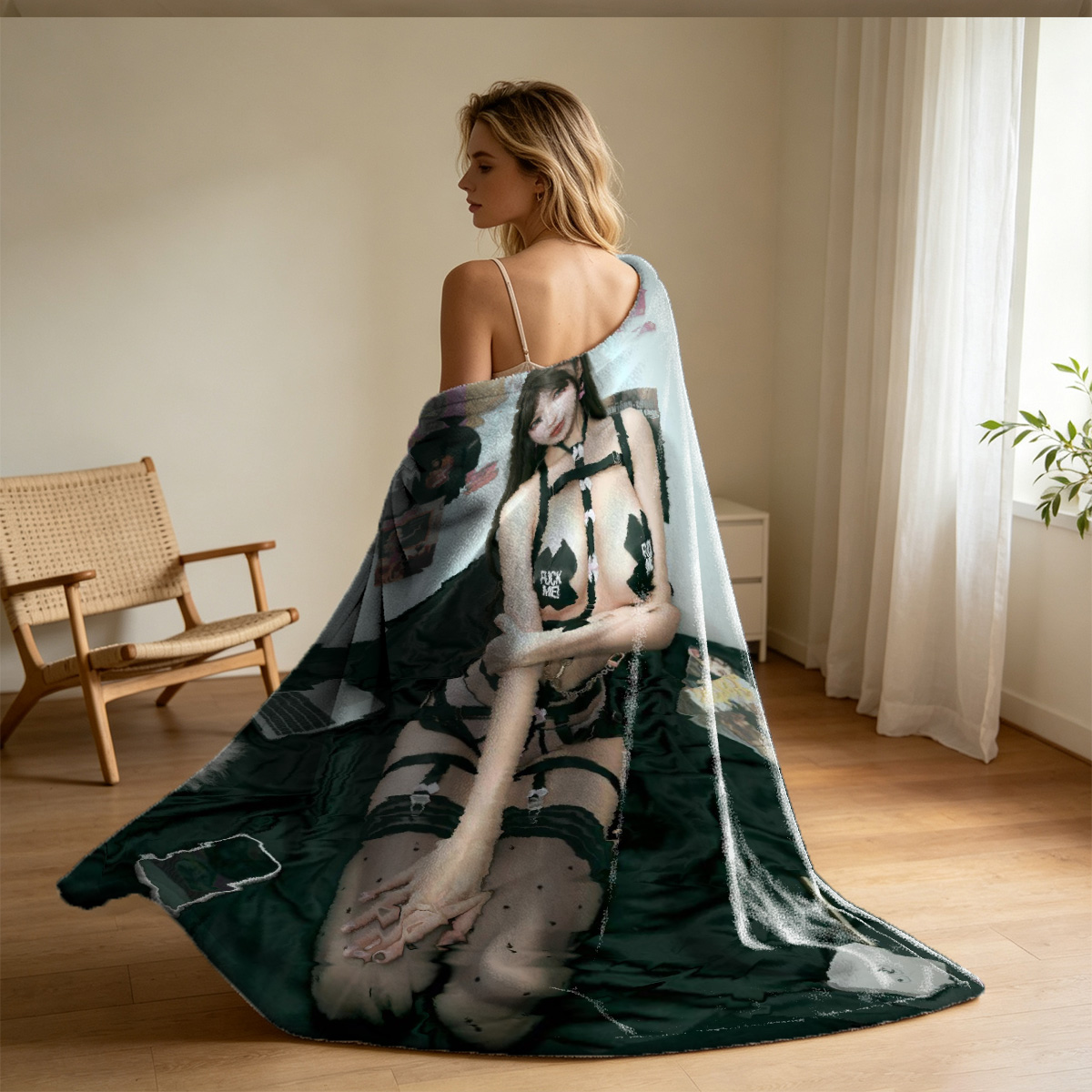 Emma Watson Nude on Balcony Over Ocean - Blanket