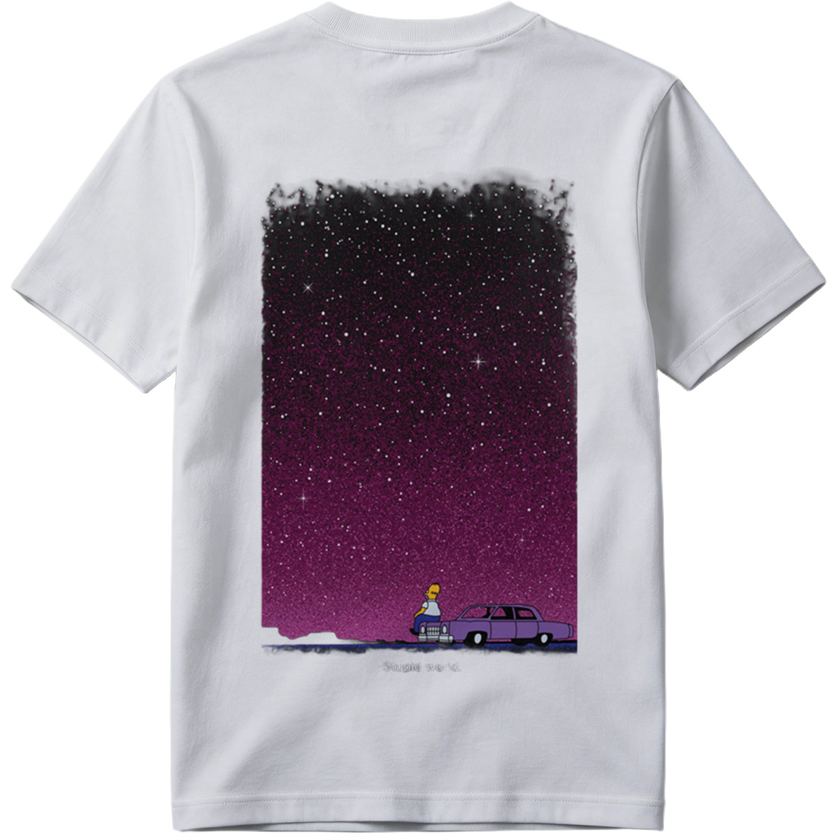 Homer Simpson Stares at the Stars in a Purple Sky - Tee