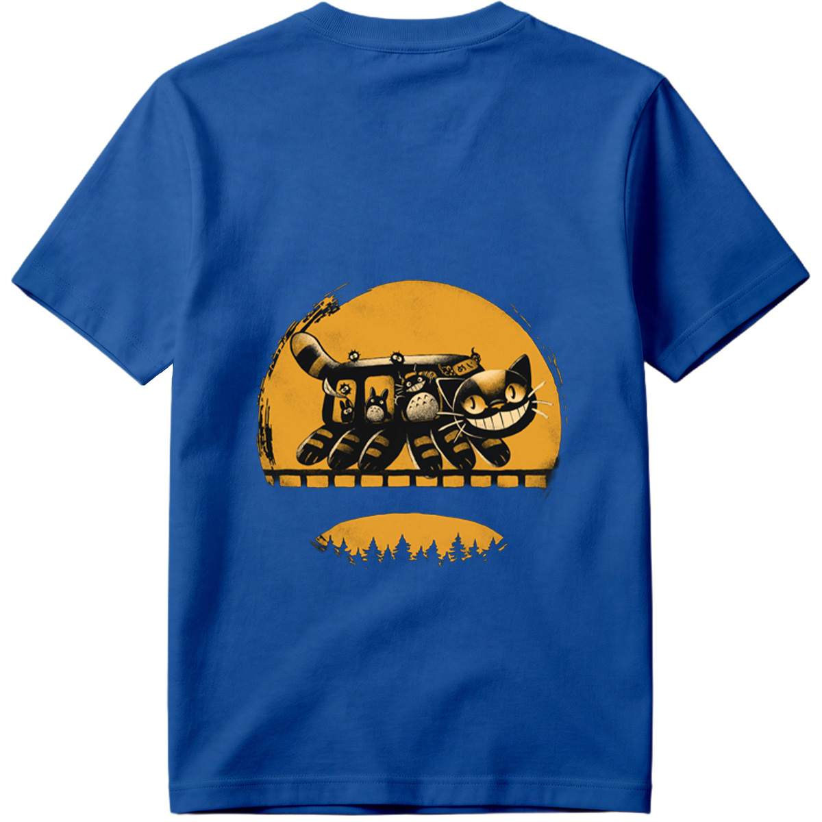Catbus and Totoro on a Moonlit Journey - Tee