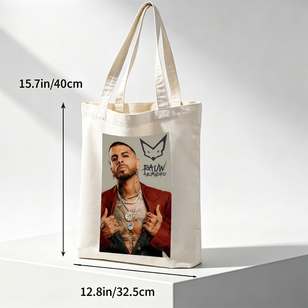 Rauw Alejandro Pose with Tattooed Chest and Multiple Necklaces in Red Blazer - Canvas tote bags
