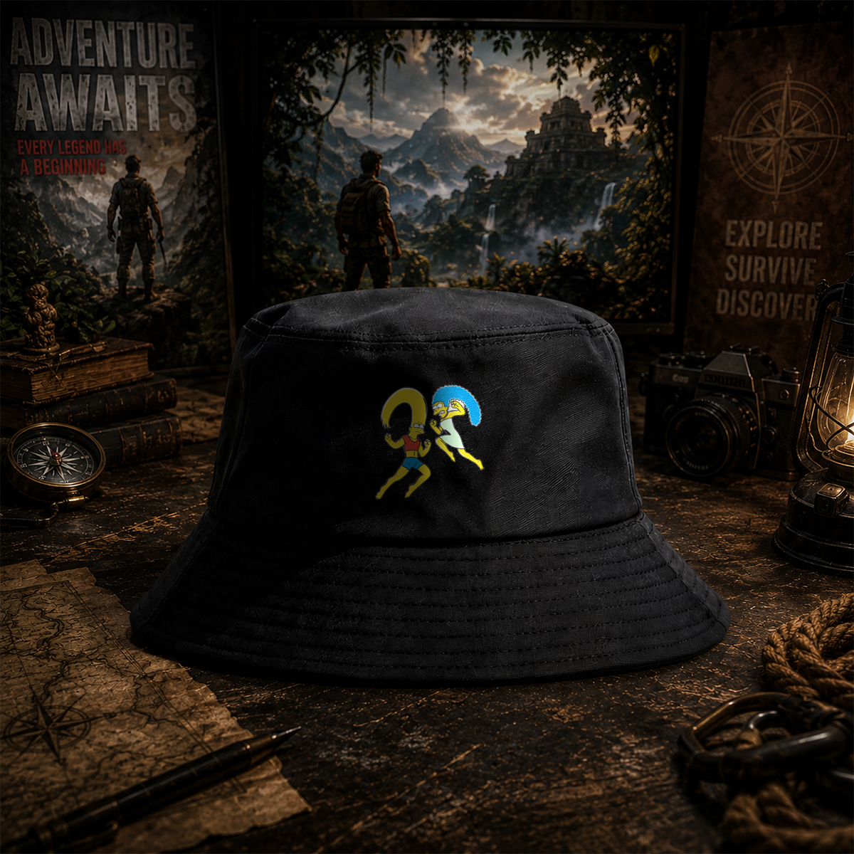 The Simpsons: Marge and Homer Running - Fisherman's Hat