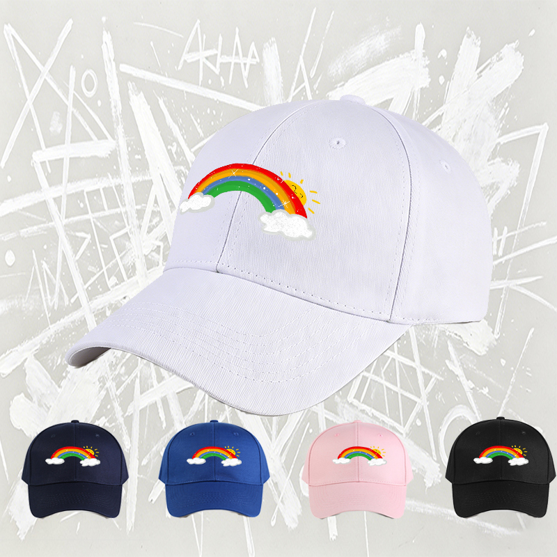 Unisex Classic Baseball Cap with Rainbow and Sun Print - Perfect for Outdoor Activities, Casual Wear, and Everyday Use - Ideal for Adults Seeking Fun and Vibrant Style