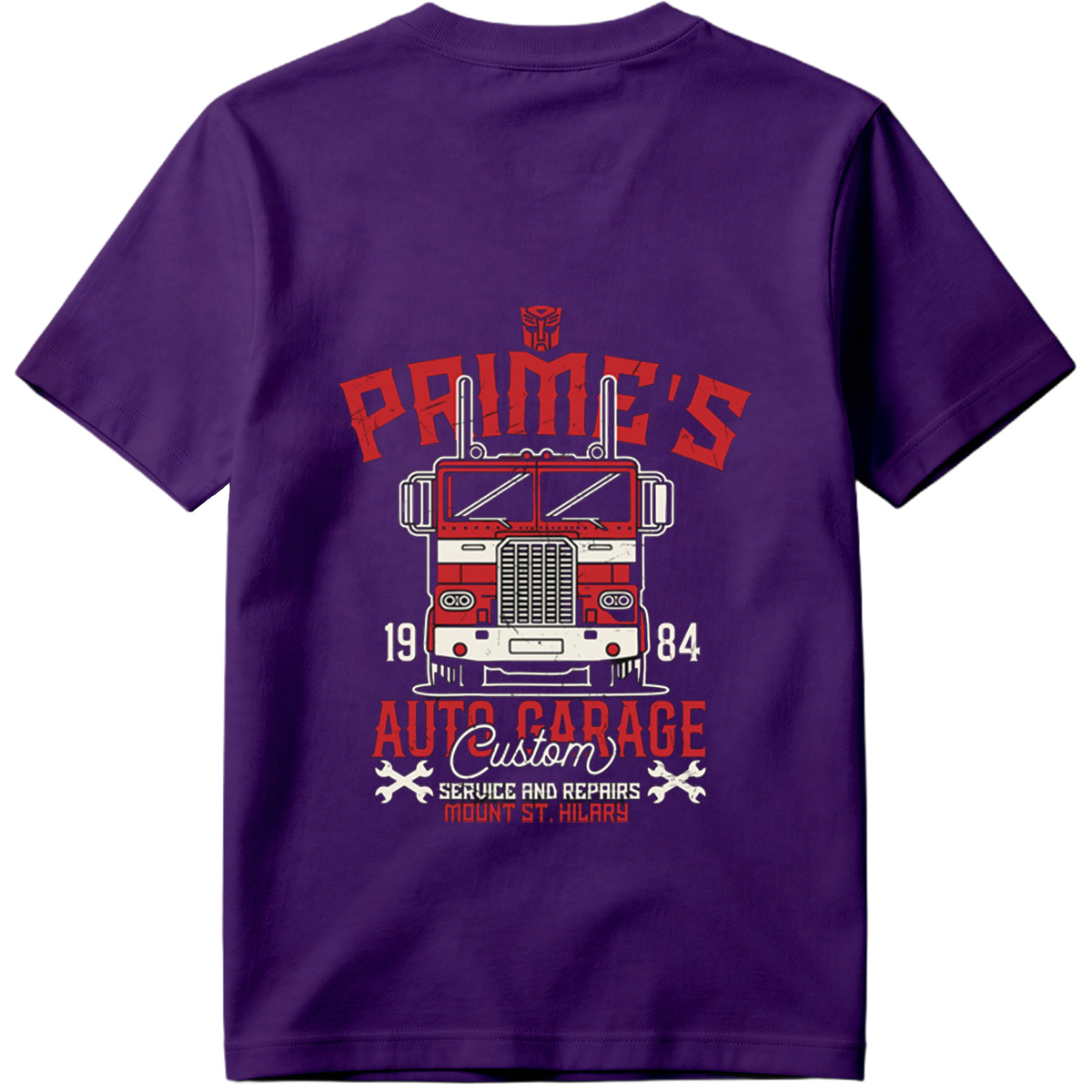 Transformers Optimus Prime Auto Garage T-Shirt Design - Tee