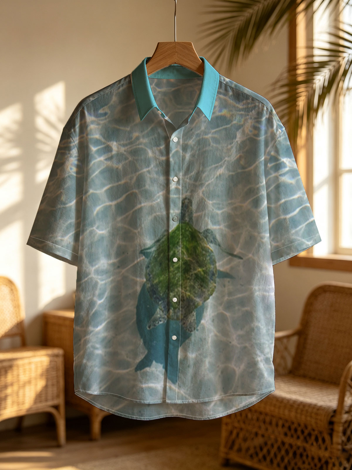 Sea turtle swimming in clear shallow water -  Shirt
