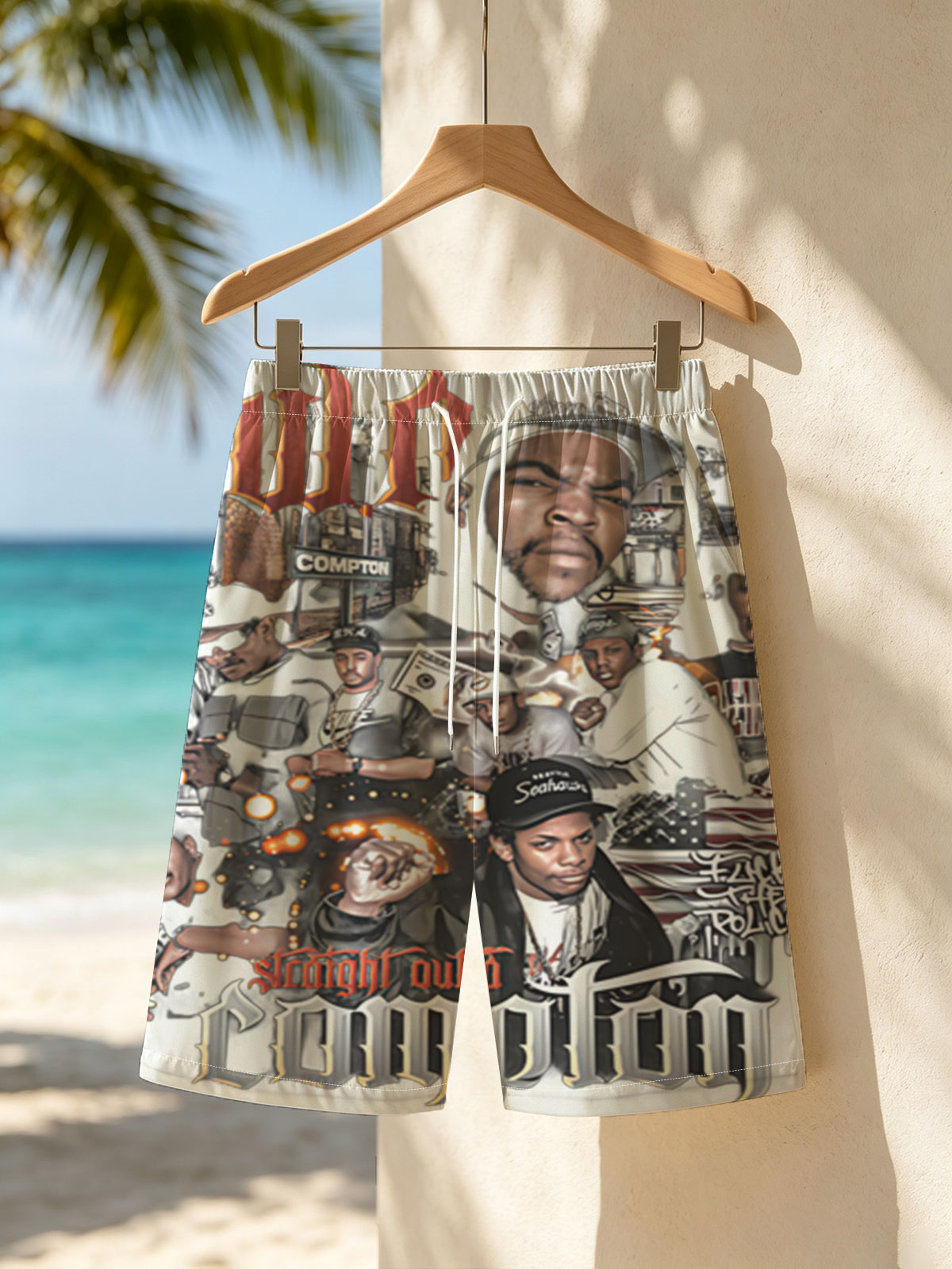 N.W.A Straight Outta Compton: Ice Cube, Dr. Dre, Eazy-E, MC Ren, DJ Yella, and the Compton Rap Legacy -  Beach shorts