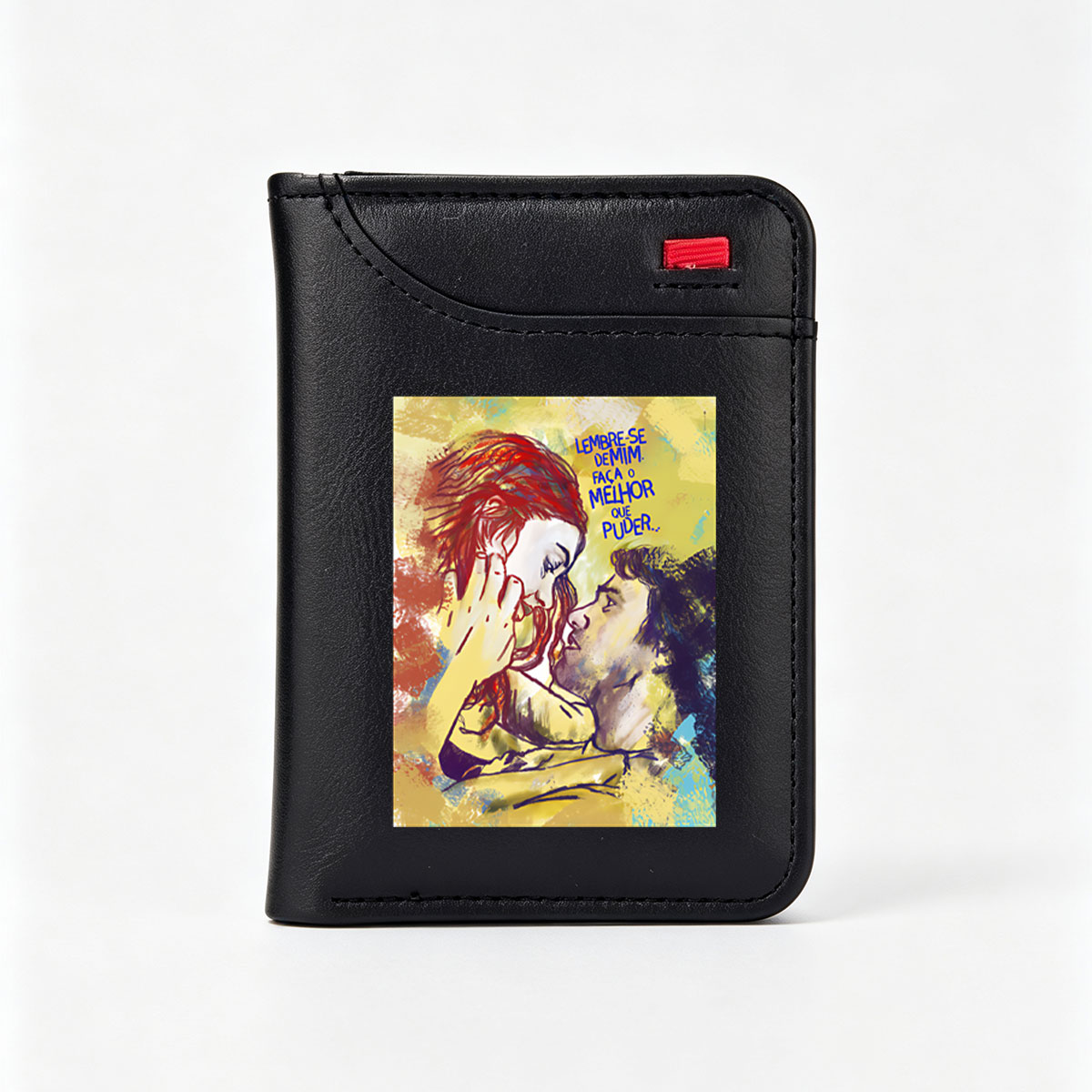 Romantic Embrace: Man and Woman in Passionate Moment - Vertical Style Wallet