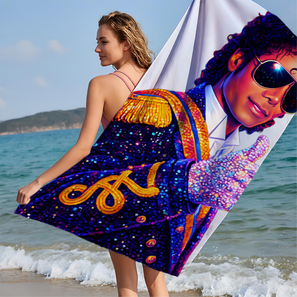 Michael Jackson in Iconic Military Jacket and Sparkling Glove - Beach towels