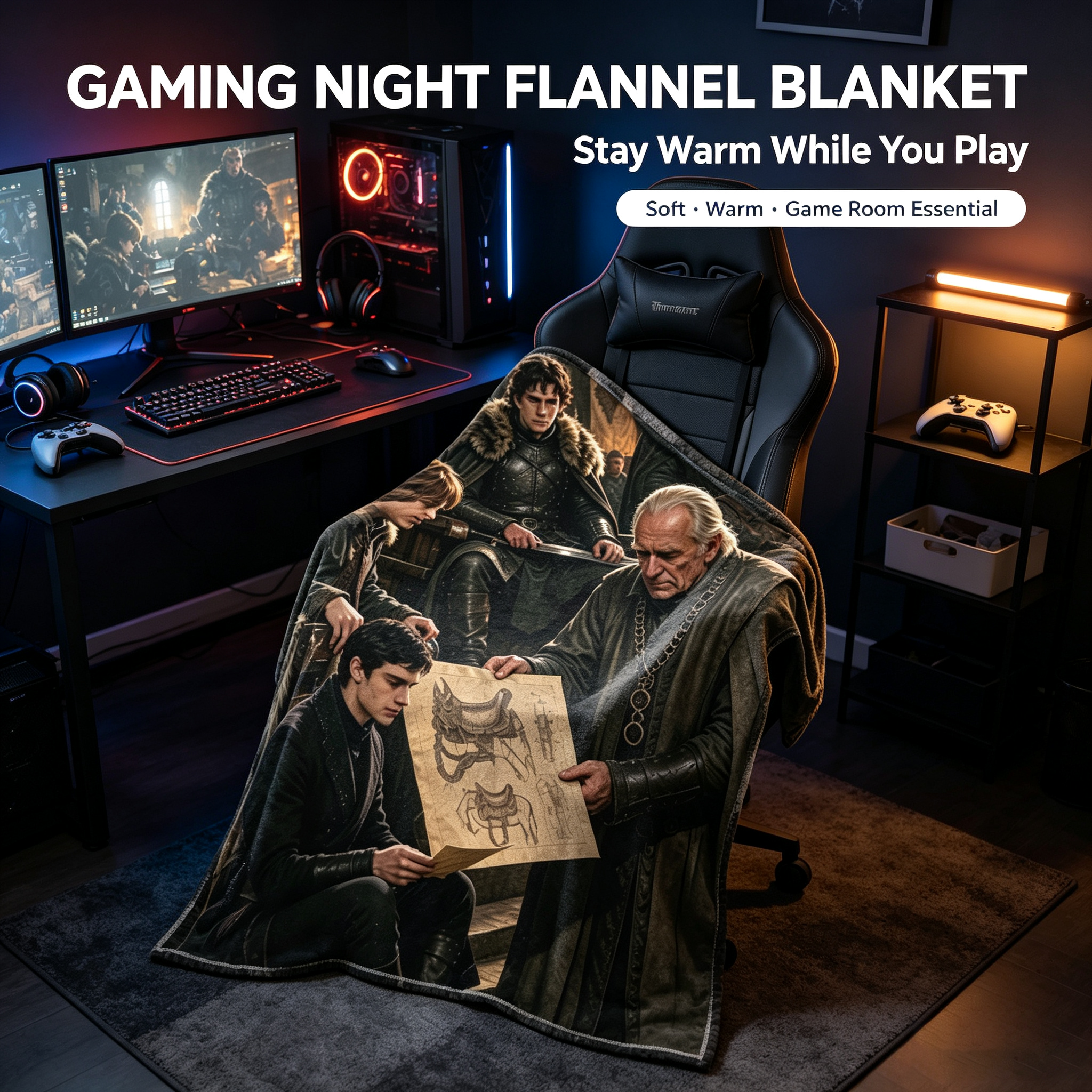 Custom Face Blanket Game of Thrones Characters Flannel Blanket for Couch, Bed, or Travel – Perfect Gift for Fans and Collectors