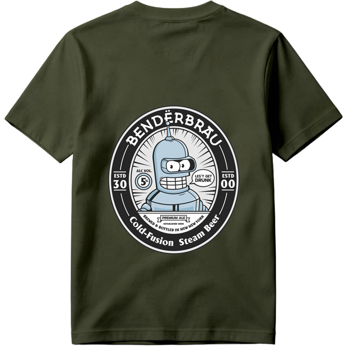 Bender Brau: Cold-Fusion Steam Beer Featuring Bender from Futurama - Tee