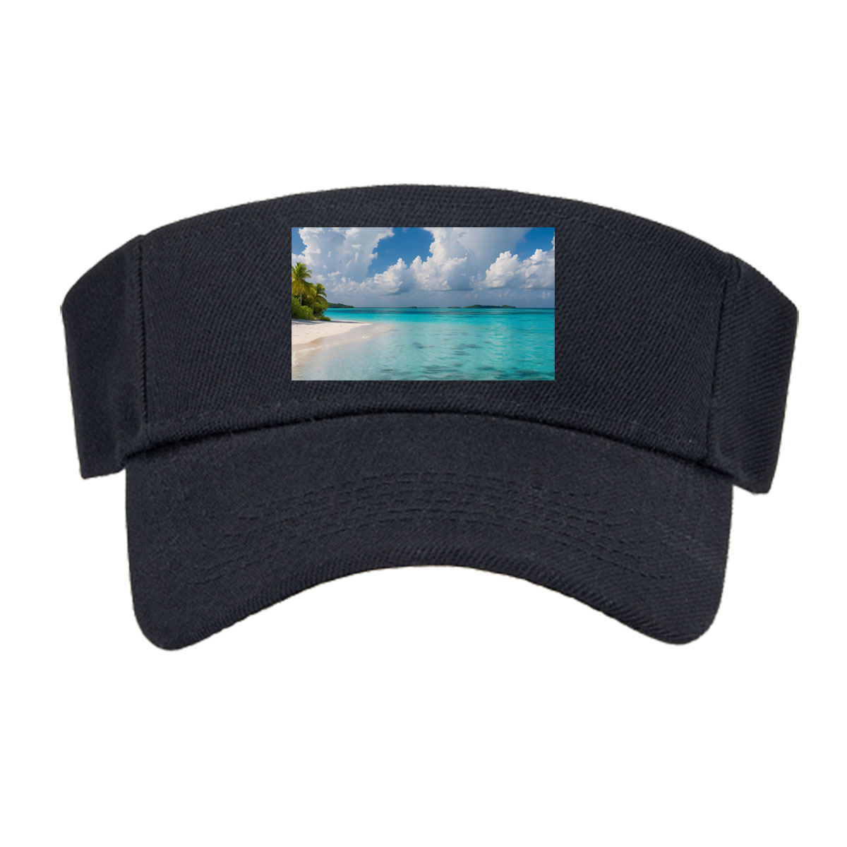 Crystal Clear Waters and White Sand Beach Under Blue Sky -  Visor cap