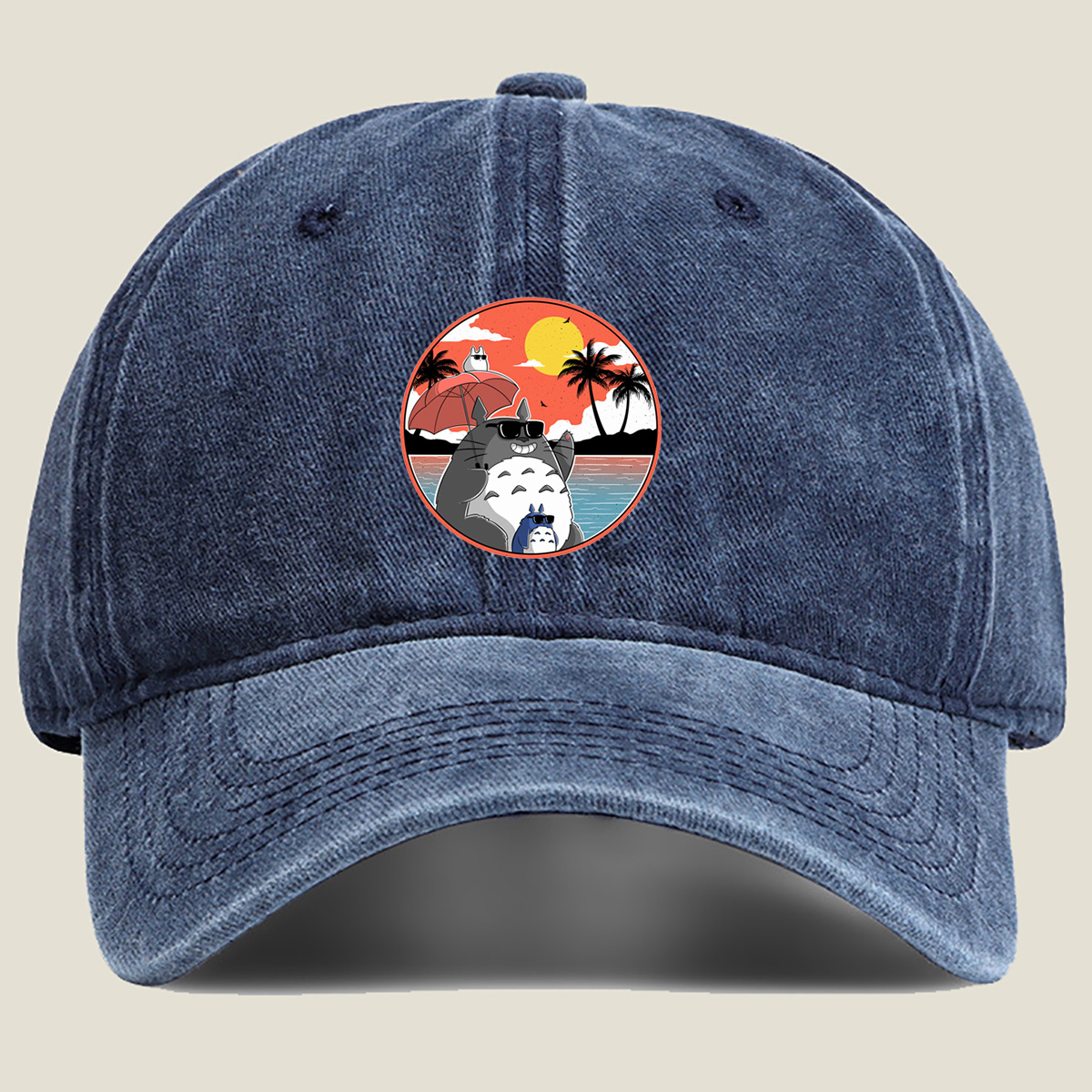 Totoro Beach Sunset - Washed Denim - Baseball Cap