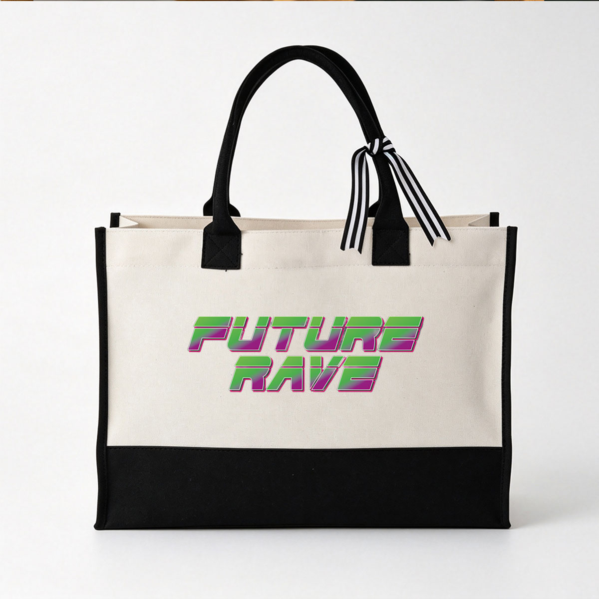 Future Rave - Canvas patchwork gift tote bag
