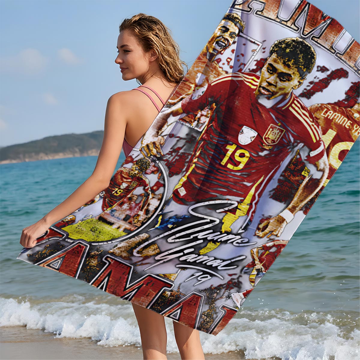Lamine Yamal - Spanish Football Star, #19, National Team Player - Beach towels