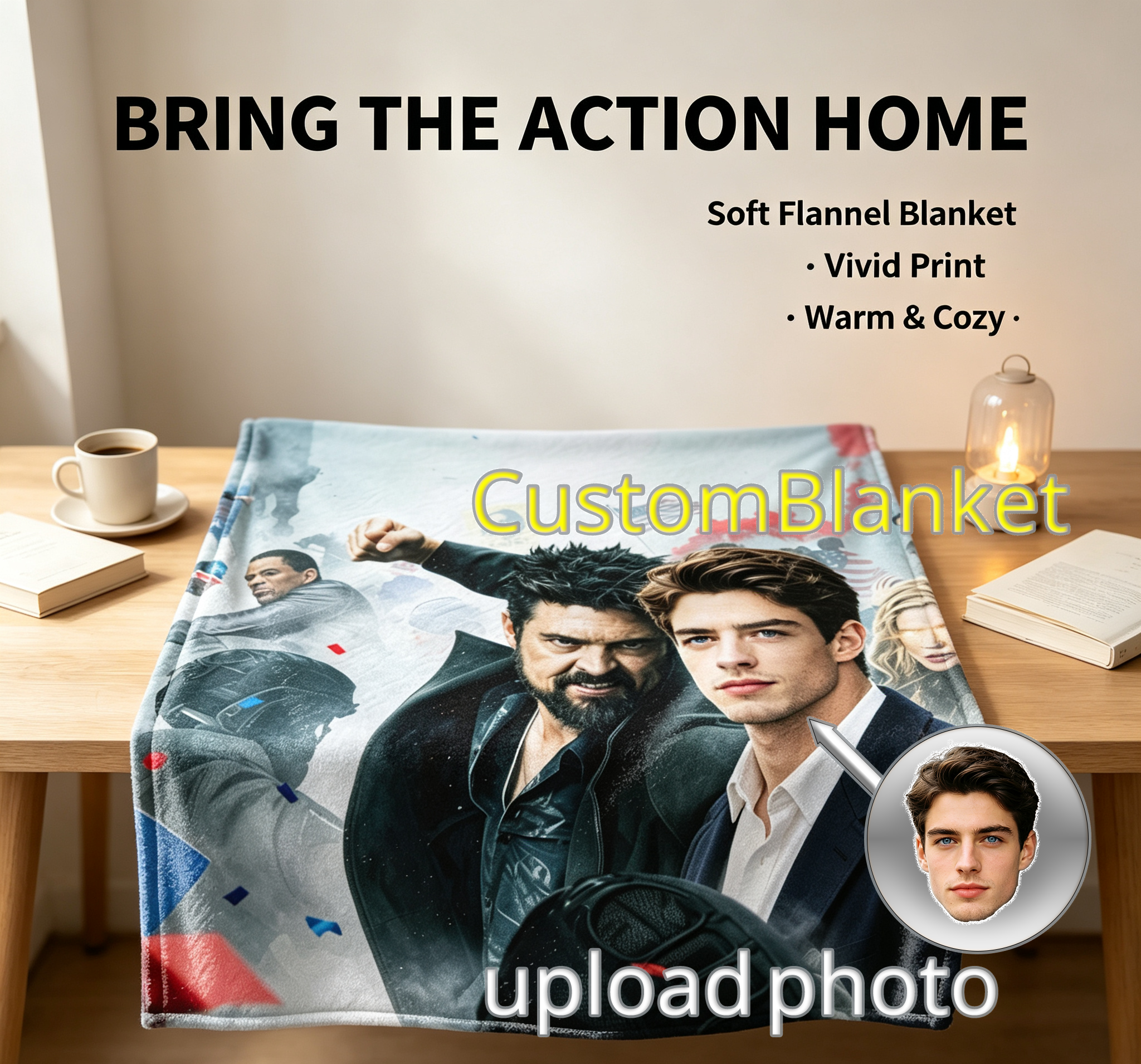 Custom Face Blanket Featuring Marvel Avengers Characters Flannel Blanket for Couch, Bed, or Travel Perfect Gift for Fans and Collectors