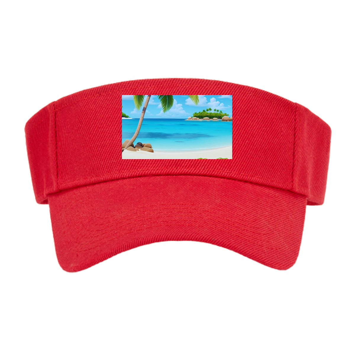 Tropical Beach with Palm Tree and Clear Blue Water -  Visor cap
