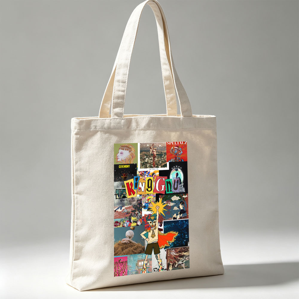 King Gnu Concert Performance with Vibrant Art Collage and Dynamic Character Design - Canvas tote bags
