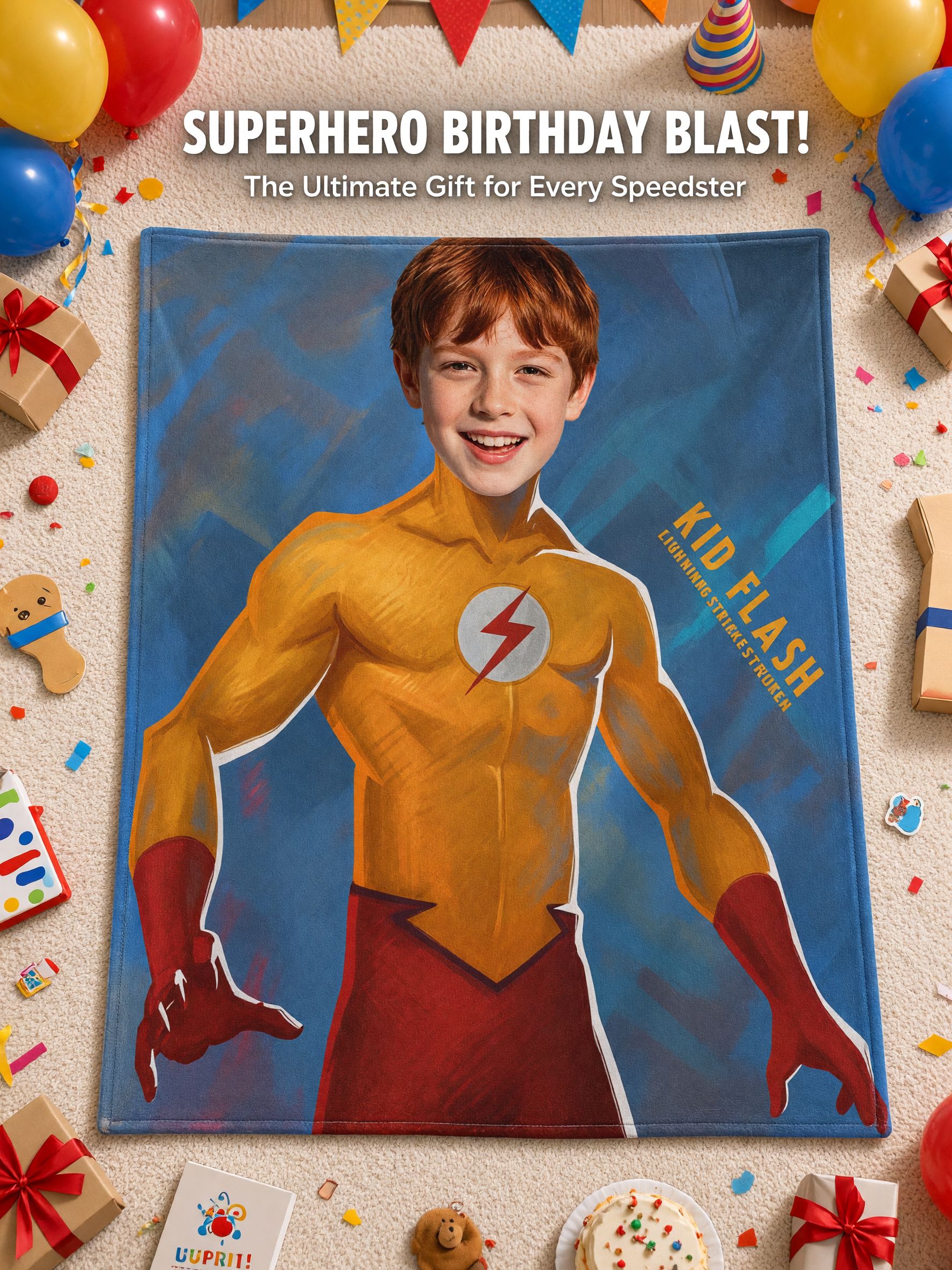 Custom Superhero Photo Flannel Blanket Personalized Face Picture Cozy Throw for Kids and Adults Unique Gift