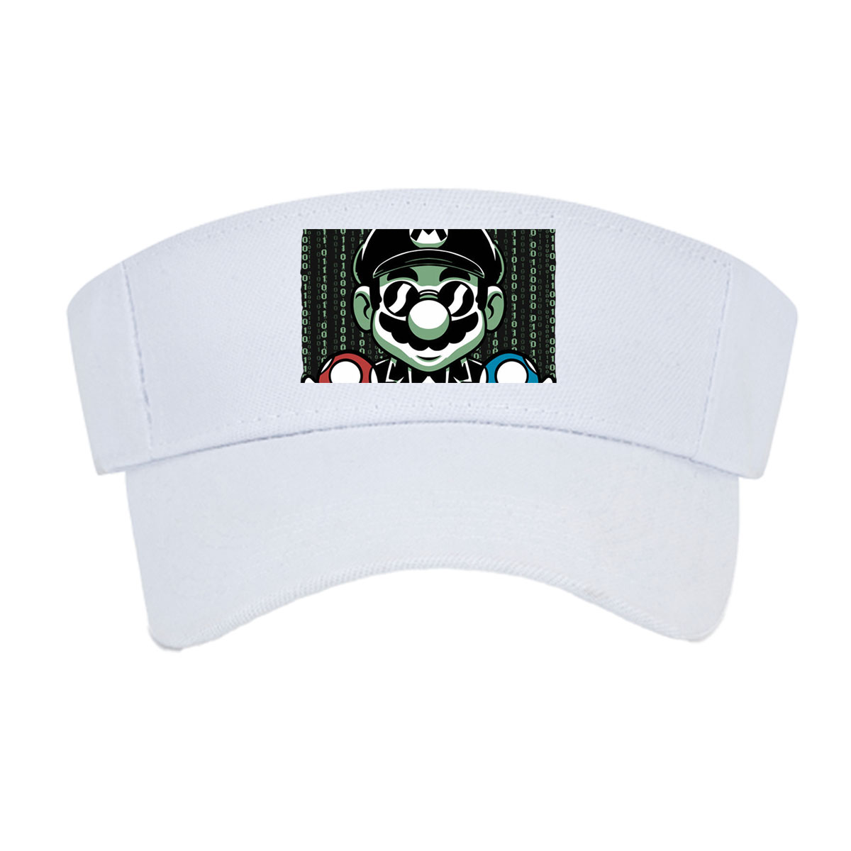 Mario in Matrix Code with Red and Blue Mushrooms -  Visor cap
